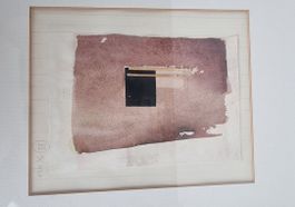 Original Aquarell Collage von H.X, signiert, 1980,