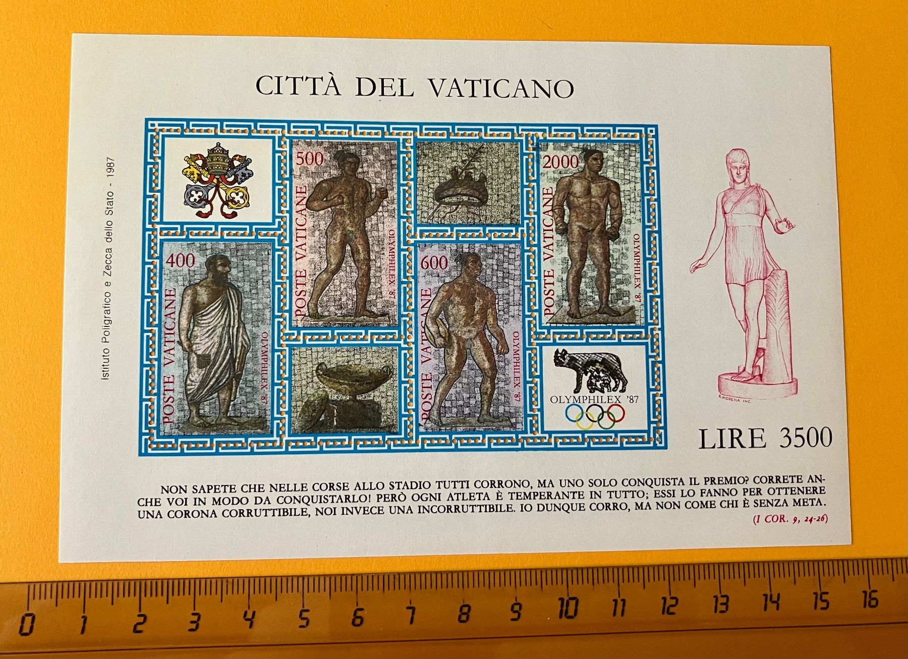 Tutti i francobolli: Briefmarke Vatikan 1987 Olympiaden – Usato da Aarau venduto da luck123