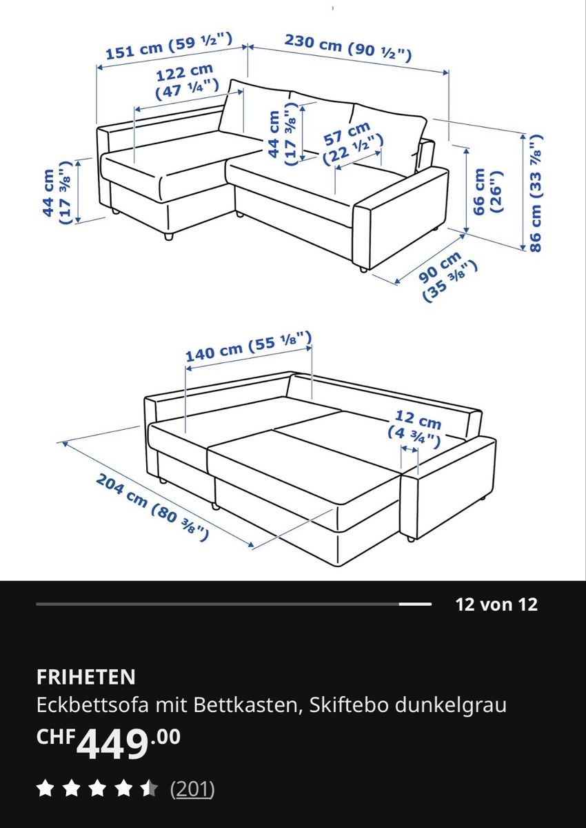 Ikea Divani: Ikea Bettsofa Friheten – Usato da Basel venduto da tin_tff8 1