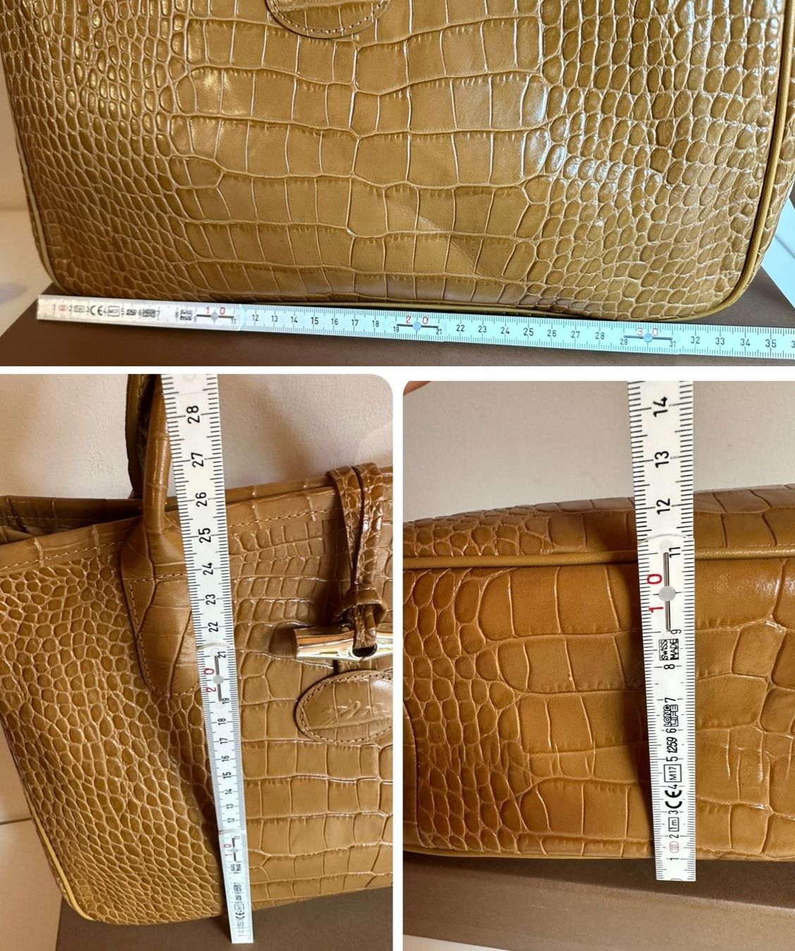 Longchamp Borse da donna: Sac Longchamp Roseau - Cuir Croco moutarde camel – Usato da Bernex venduto da euma1976 8