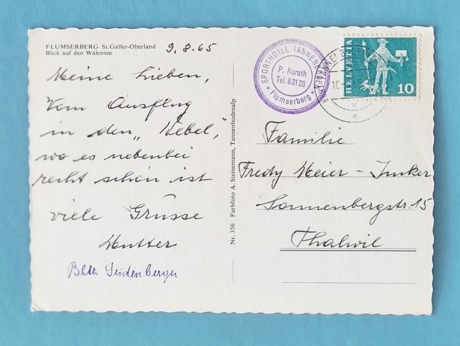 Ansichtskarten: Flumserberg - Walensee - 1965 – Gebraucht aus Rothrist von RROENK 1