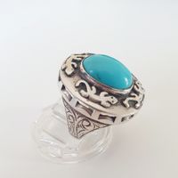 Vintage Silber Ring mit Türkis-Stein, Grösse 20.3 mm,