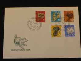 Pro Juventute FDC 1965 Nr. 210 - 214 Einheimische Wildtiere