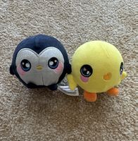 Lot de 2 peluches rondes manchot et poussin bon etat