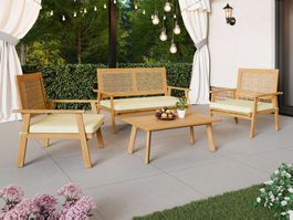 Gartenmöbel-Set MALOU Sitzgruppe Akazie/Creme