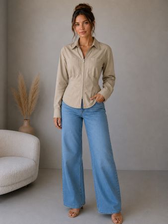 ZARA Hemd beige Grösse S 