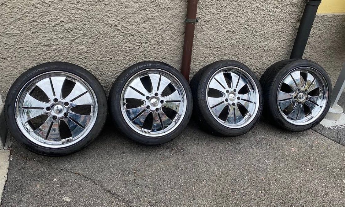 BMW Pneus & Kompletträder: 4 Chromfelgen mit Sommerreifen BMW e46 e36 5x120 – Gebraucht aus Fahrweid von mcm_glx2