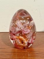 Handblown Glass Egg Paperweight - Signed Luzoro 2000