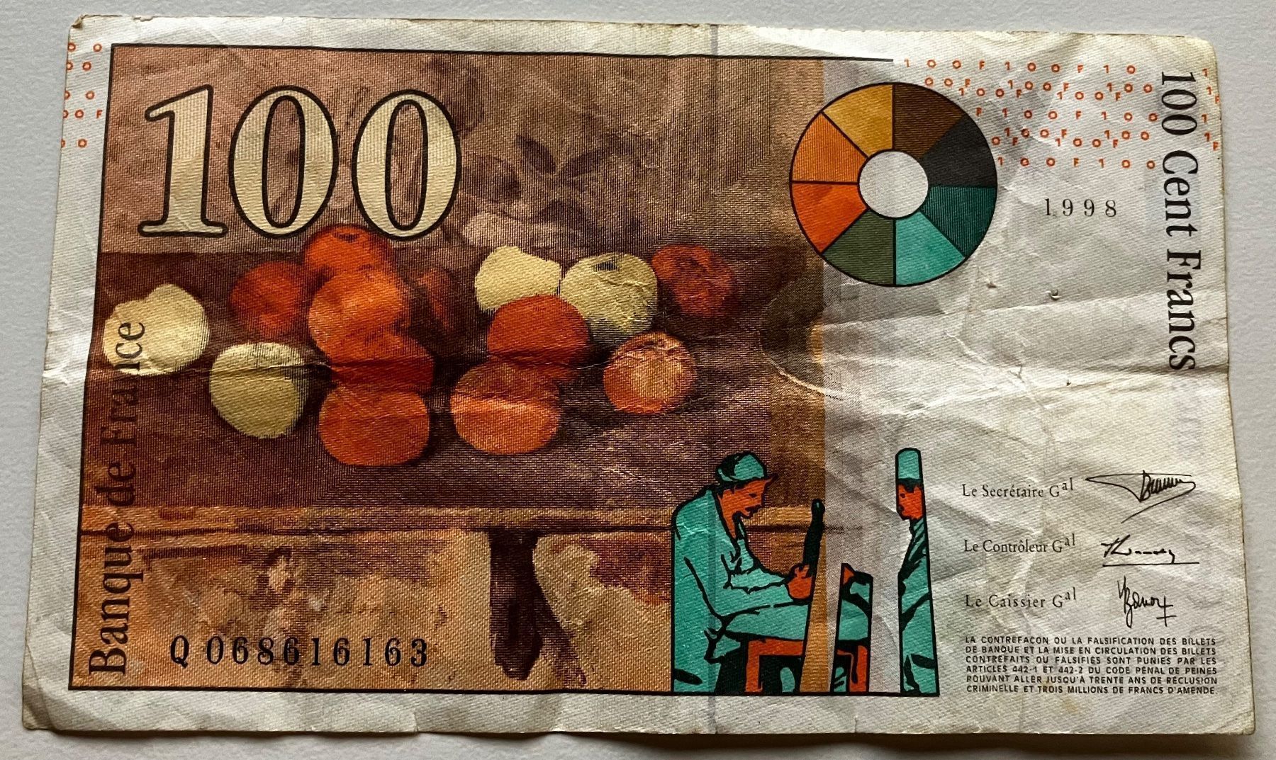 Banconote: Frankreich 100 Francs 1998 – Usato da Algetshausen venduto da Carrhard 1