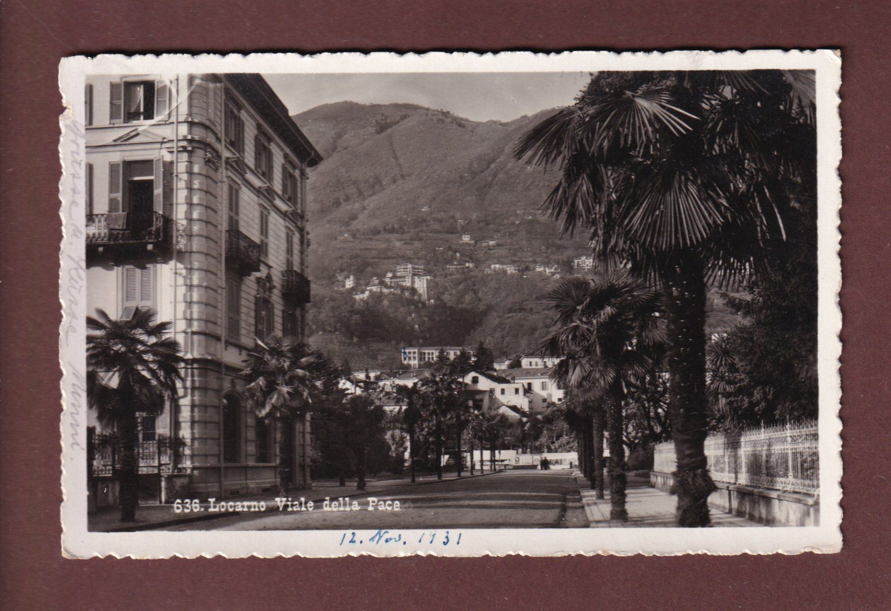 Cartoline postali: LOCARNO - Viale della Pace - 1933 – Usato da Pully venduto da nicecards-shop