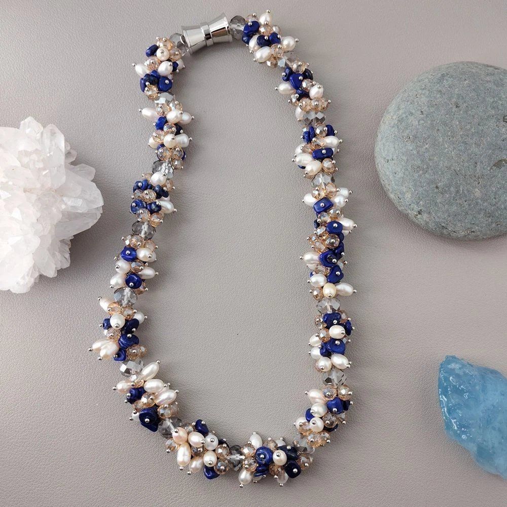 Catenine: Lapislazuli Perlen Echt Halskette Collier lapis-lazuli 46 cm – Nuovo (secondo la descrizione) da Prilly venduto da ilyria73 3