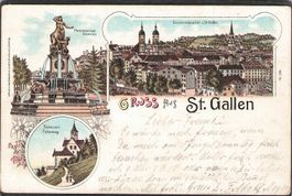 ^Lithografie Gruss aus St.Gallen , gel 1899