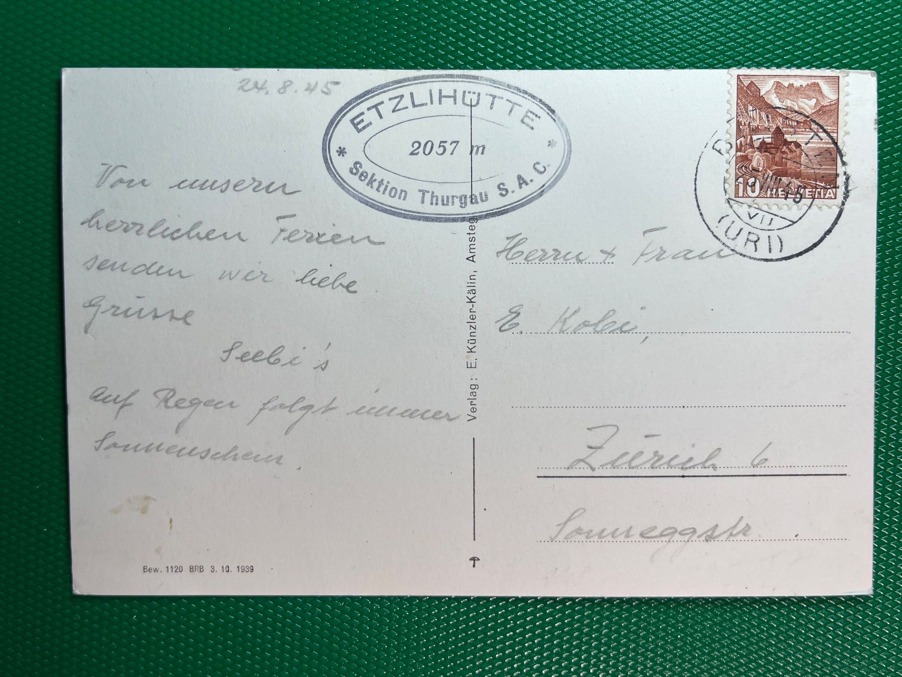 Cartoline postali: Etzlihütte S.A.C. – Usato da Steg VS venduto da danwer74 1