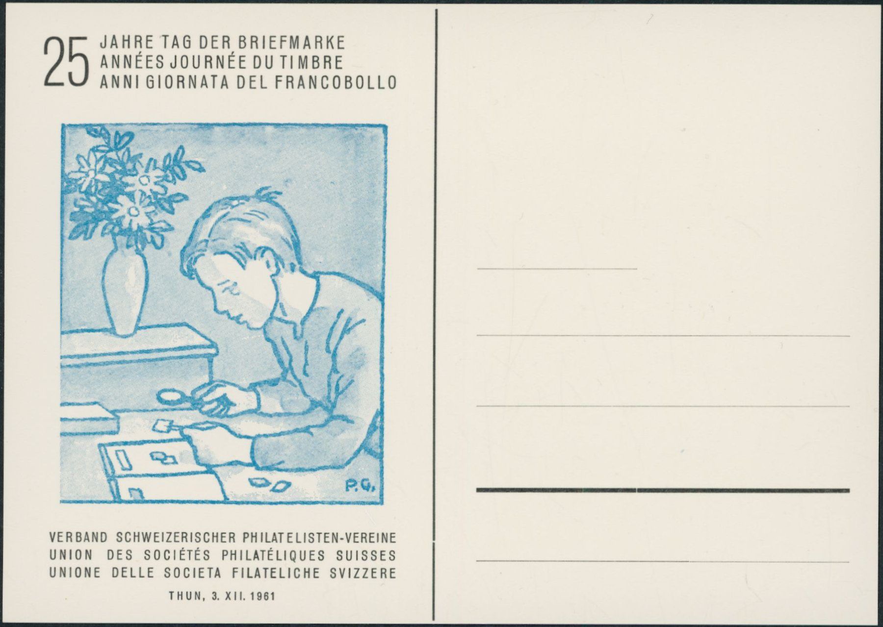 Alle Briefmarken: 1961 - Tag der Briefmarke - Thun – Neu (gemäss Beschreibung) aus Schindellegi von leecollect 1