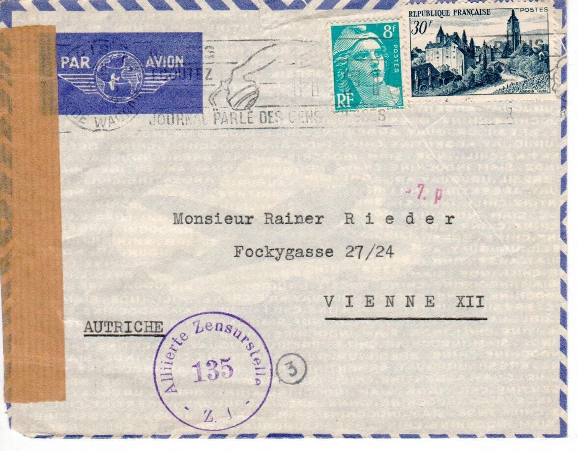 Alle Briefmarken: Zensurbrief Frankreich – Gebraucht aus Wolhusen von Curver9