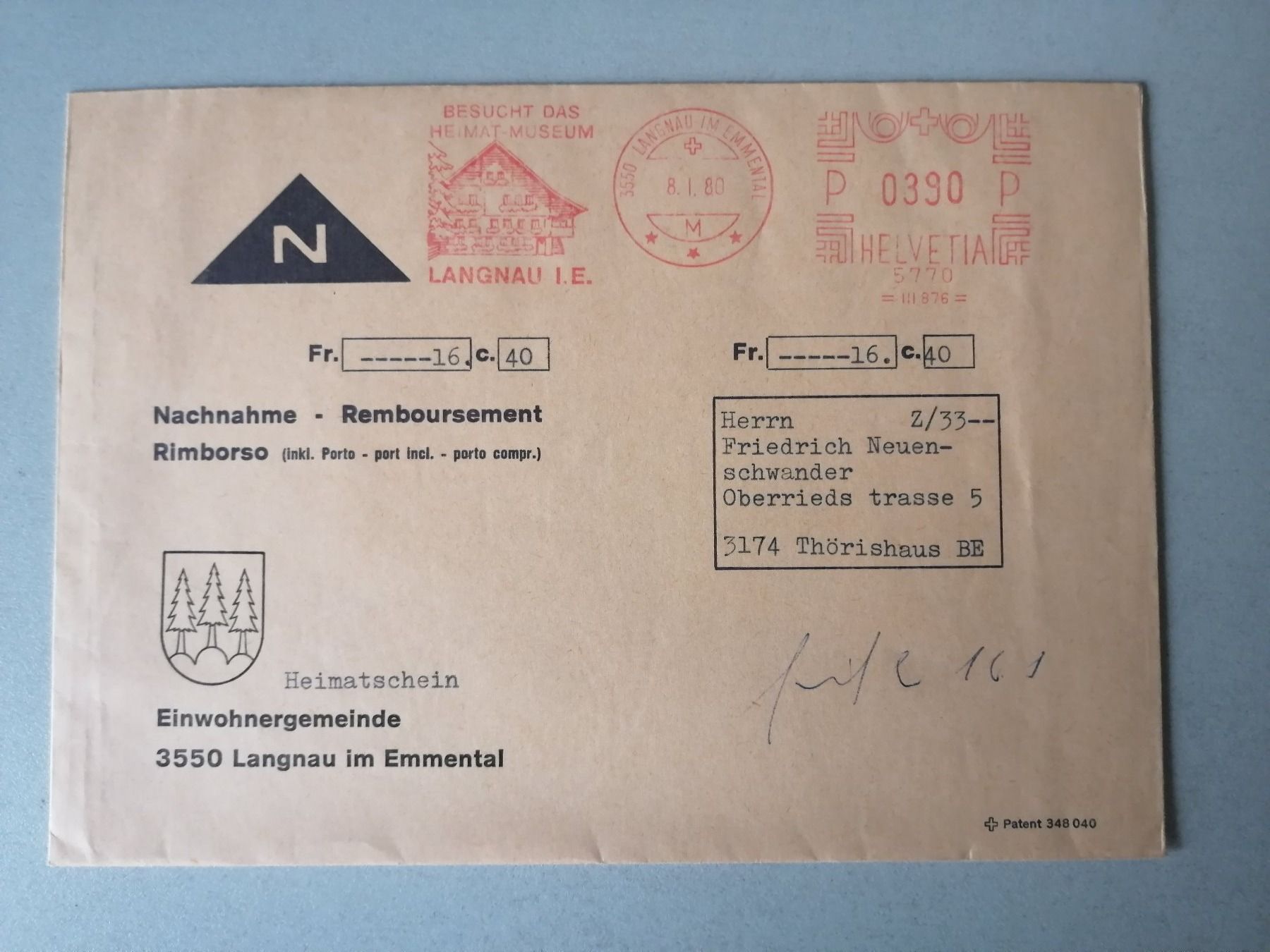Alle Briefmarken: Briefumschläge: Diverse! – Gebraucht aus Hinterkappelen von 1399 9
