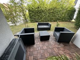 Gartenmoebel Set Polyrattan schwarz 4-teilig gebraucht