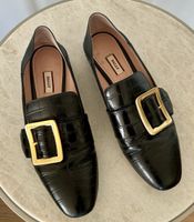 BALLY JANELLE LOAFER MIT SCHNALLE GR 39 SCHWARZ KROKO