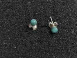 Ohrstecker Jade, Grün, 5mm, 925 Silber
