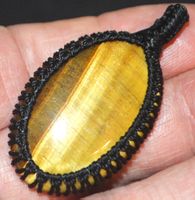 Anhänger L-8180 – Tigerauge Makramee ca. 3,6x2,5cm