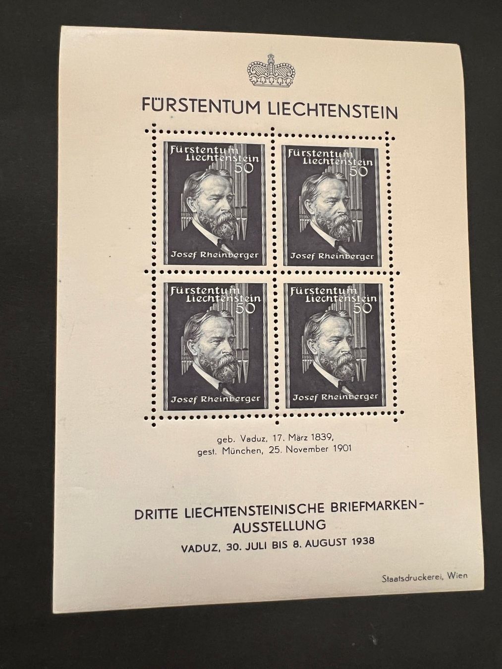 Tutti i francobolli: Liechtenstein Block 3 postfrisch 1938  (3149) – Nuovo (secondo la descrizione) da Hinwil venduto da Sidi4