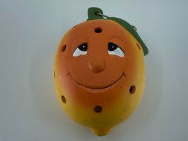 Tolle Herbstdeko Zitronen Ton Windlicht ca. 16 cm hoch