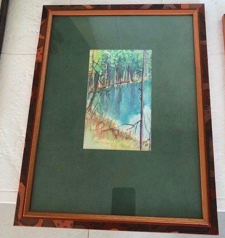 Dipinti: Landschaft, Wald mit See - Aquarell A1 – Usato da Bösingen venduto da Lorak2612 1