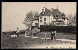 AK Münsingen, Schloss und Kirche, 1909