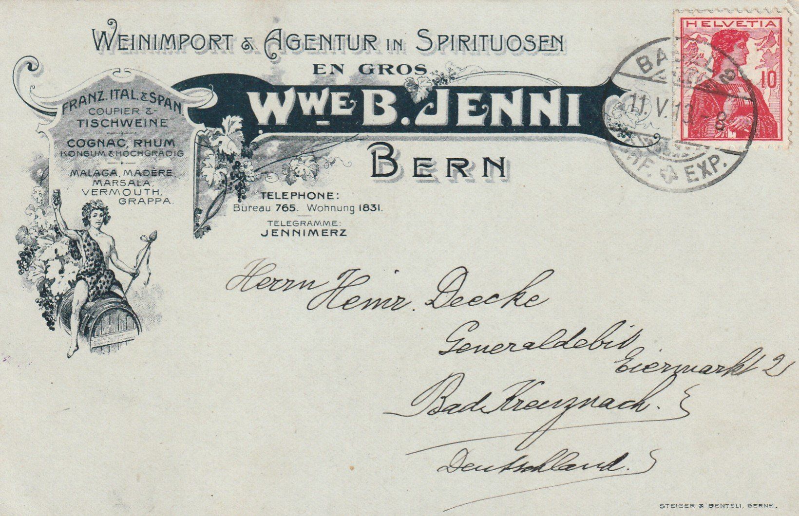 Cartoline postali: Bern Weinimport B. Jenni – Usato da Rorschacherberg venduto da fratovi2