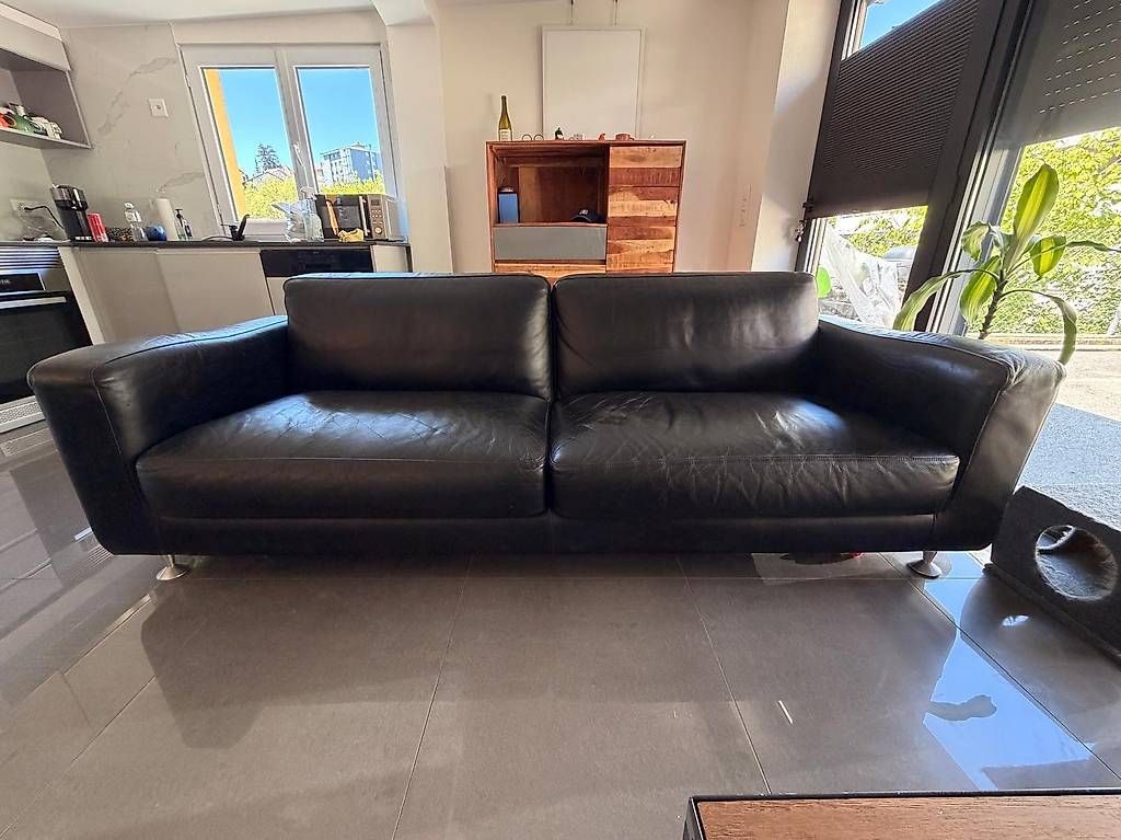 Ligne Roset Divani: Canapé Ligne Roset cuire véritable noir – Usato da Villars-sur-Glane venduto da Fabnath 3