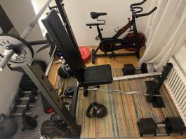 Gorilla Sports Home Gym Set with Bench and Weights