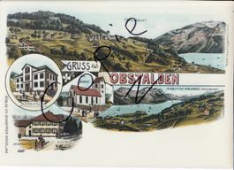 Gruss aus Obstalden - (AK Lithoansicht um 1900 im Form.  A4)