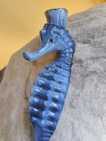 Grosse blaue Deko Seepferdchen Keramik für Wand