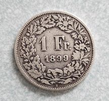 Schweizer 1‑Franken‑Münze von 1899 aus Silber (0.835), 5 g.