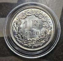 Pièce 1 Franc Suisse 1966 Helvetia 