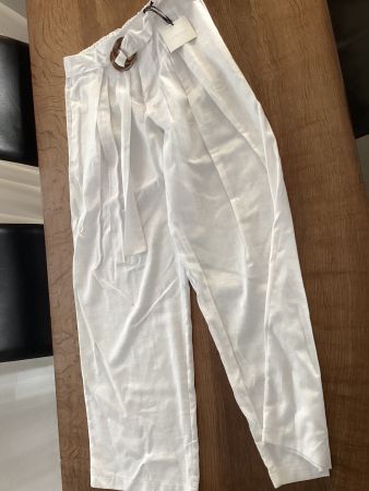 *LUMINA* CHINO/HOSE GR.M/L weiss Leinen / breites Bein NEU