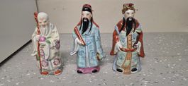 Statue San Xing Fu Lu Shou in ceramica, set completo di 3