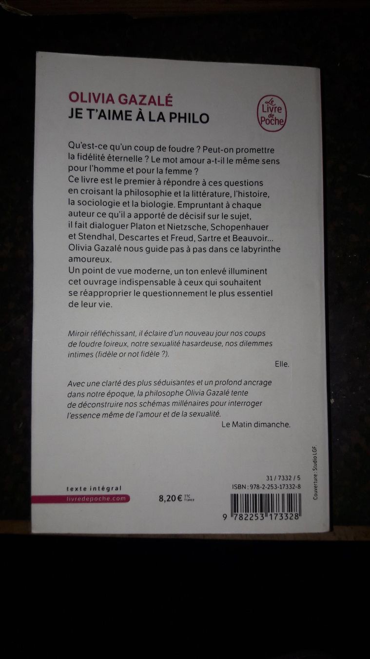 Bücher: Je t'aime à la philo Olivia Gazalé – Gebraucht aus Laufen von Mann455 2