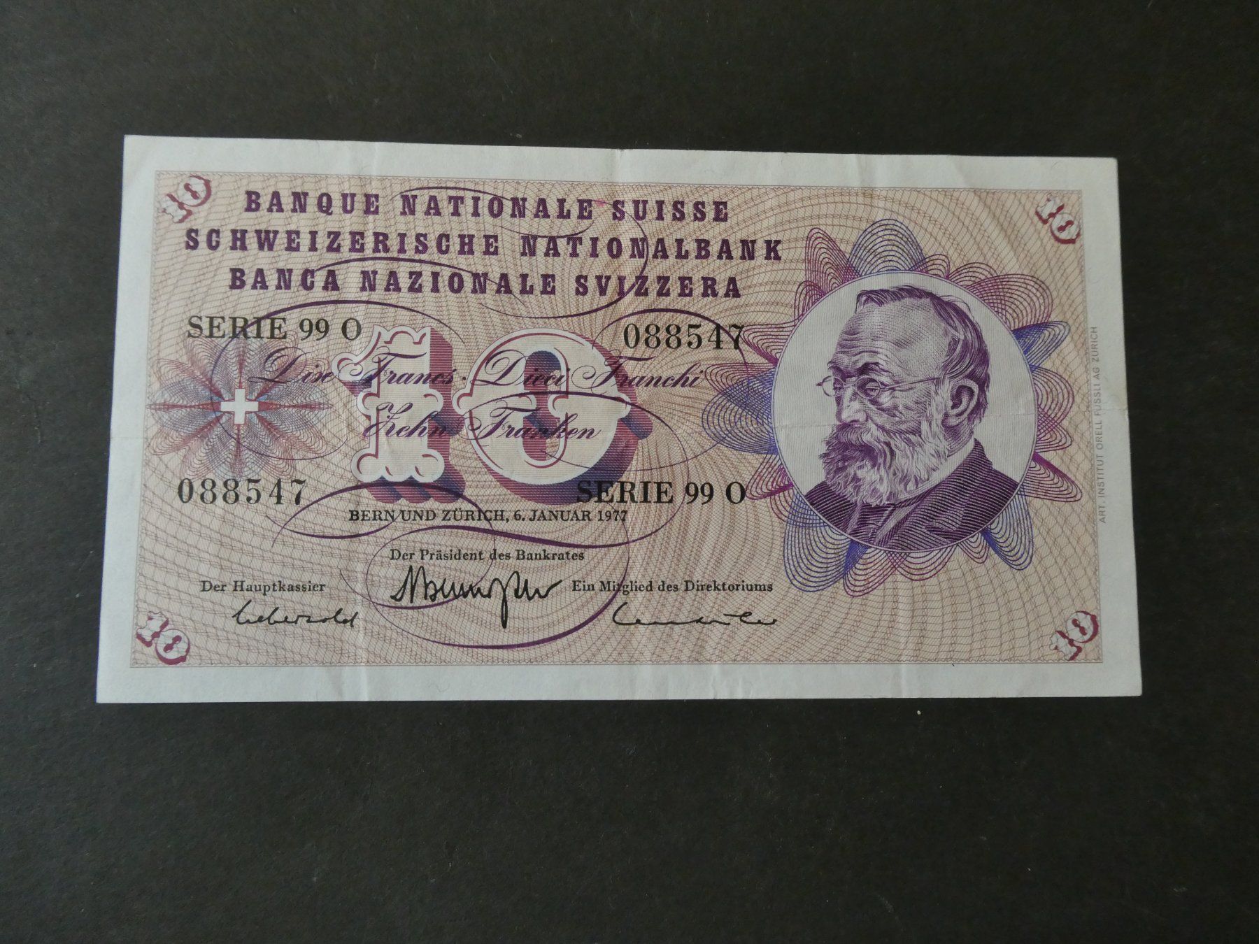 Billets de banque: Schweiz 1977, 10 Franken – D'occasion à Hinterforst par Rohusri