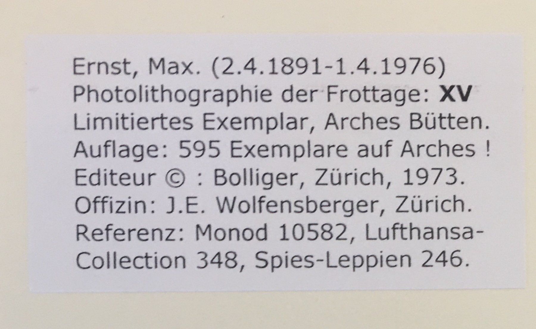 Grafica & Litografie: Max Ernst "Deserts plisses XV" – Usato da Nennigkofen venduto da Sommersonnen 3