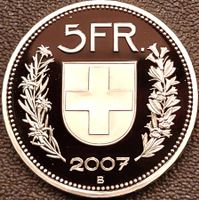 5 Franken 2007 pp / aus Münzsatz / in einer Münzkapsel