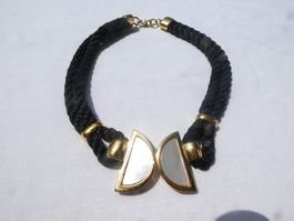 Vintage! Collier mit Perlmutt-Verschluss und Kordel