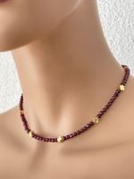 GRANAT Kette Collier Halskette Kleeblatts Edelstein Armband