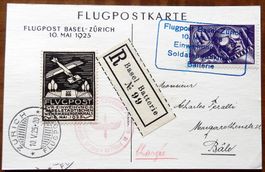 FLUGPOST BASEL-ZÜRICH 10.05.1925, Violetter Pilot