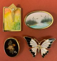 4 Broschen  -  Modeschmuck  - teils vergoldet