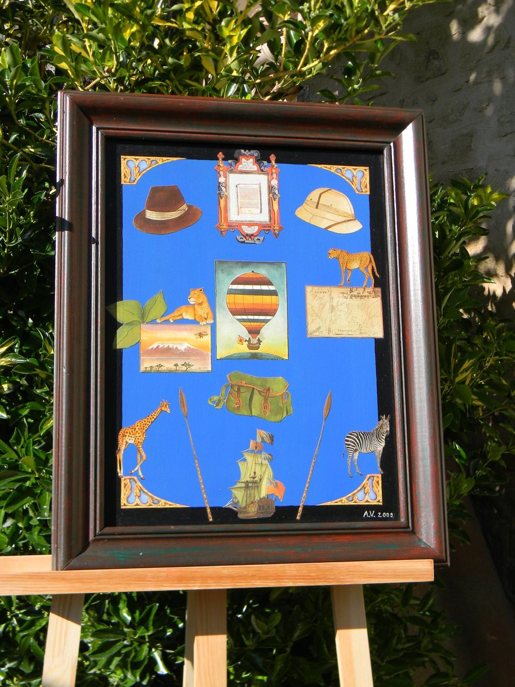 Dipinti: tableau-collage "Afrique" André Visinand 2009 – Nuovo e nell'imballaggio originale da Bournens venduto da monique048