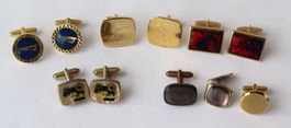 11 Vintage Manschettenknöpfe Metall Perlmutt Eisenbahn Auto
