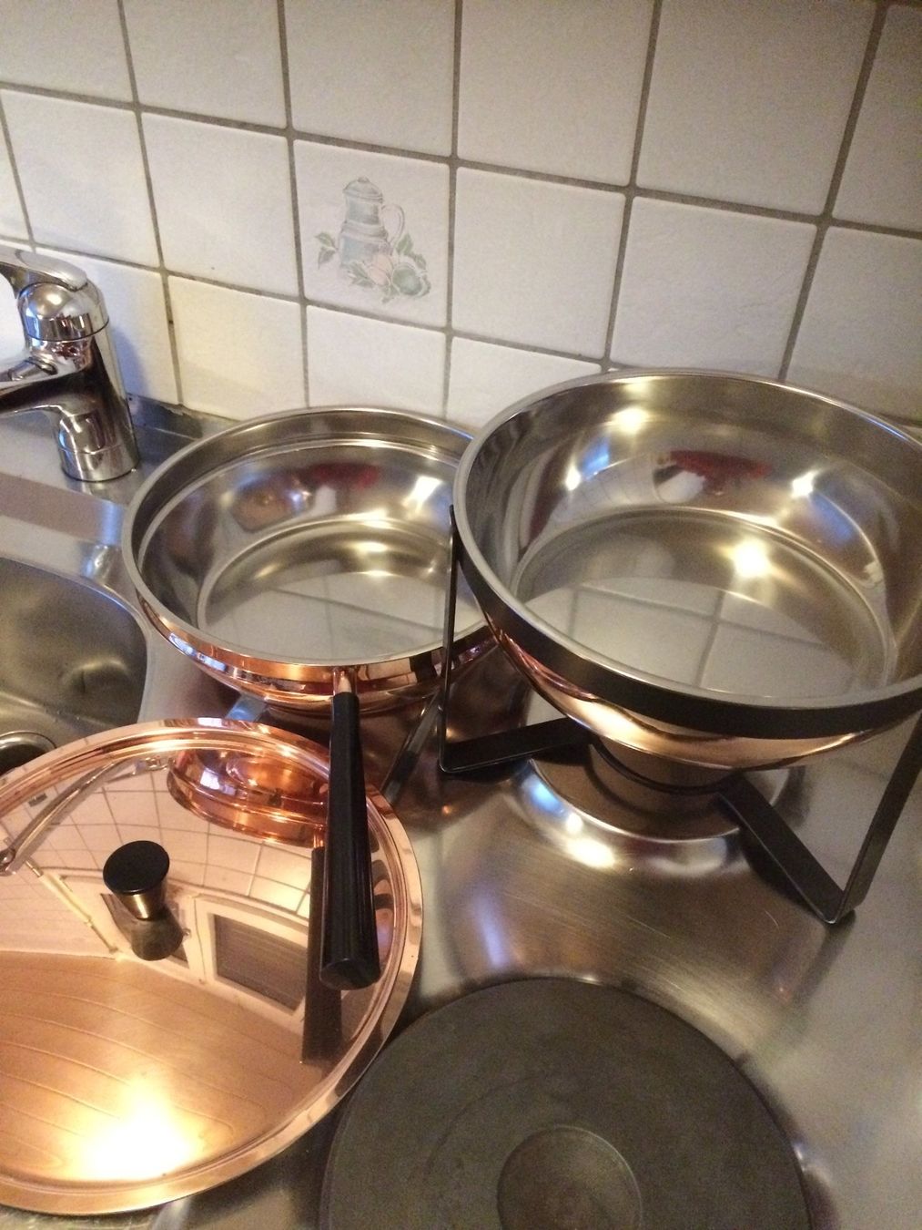 Padelle: KUPFER-WARM-RECHAUD-CHAFING- VON SPRING/MIT DECKEL 1970 – Usato da EMMETTEN venduto da pfi_cbg5 7