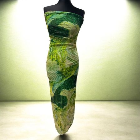 NEU Trägerloses Kleid grün gemustert