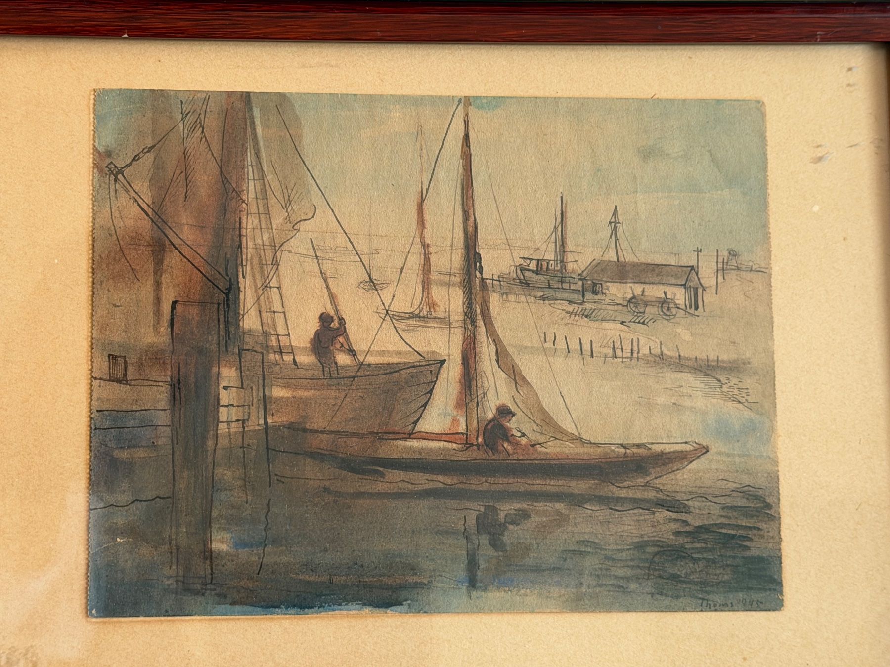 Dipinti: ERNST THOMS - Aquarell "Feldweg nach Warmsen" – Usato da Basel venduto da PAUL_ART 1